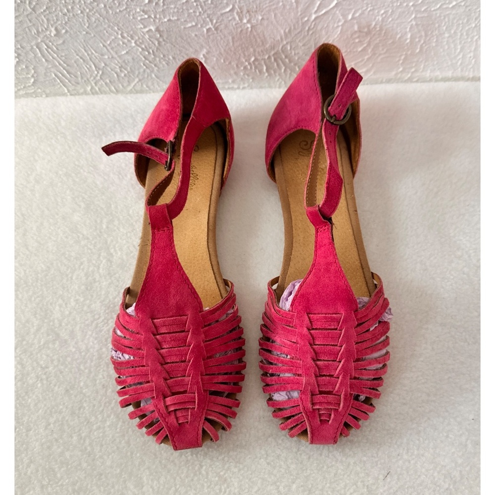 Seychelles Weekend  Pink Suede T-Strap Flats, 8.5
